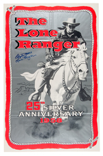 "THE LONE RANGER - 25th SILVER ANNIVERSARY 1958" CLAYTON MOORE SIGNED POSTER.