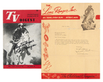 LONE RANGER CLAYTON MOORE SIGNED "TV DIGEST" & GEORGE TRENDLE TLS.