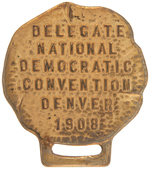 FIVE DELEGATE ITEMS FROM THE 1908 DEMOCRATIC NATIONAL CONVENTION IN DENVER, COLORADO.
