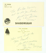 "SHADOWGRAM" SIGNED BY "THE SHADOW" EDITOR.