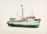 PYRO "GULF STAR TUNA CLIPPER" & "SEA GOING DIESEL TUG" MODEL KIT BOX LID ORIGINAL ART PAIR.