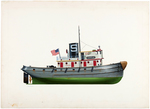 PYRO "GULF STAR TUNA CLIPPER" & "SEA GOING DIESEL TUG" MODEL KIT BOX LID ORIGINAL ART PAIR.