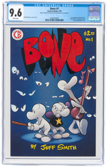 "BONE" #1 JULY 1991 CGC 9.6 NM+ WITH JEFF SMITH SIGNATURE & SKETCH.