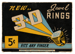 BASEBALL "3-D JEWEL RINGS" FLICKER/FLASHER RINGS COMPLETE DISPLAY BOX.