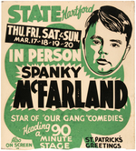 OUR GANG'S SPANKY McFARLAND PERSONAL APPEARANCE THEATER POSTER.