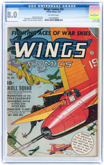 "WINGS COMICS" #30 FEBRUARY 1943 CGC 8.0 VF.