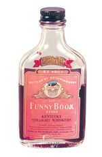 KATZENJAMMER "OLD FUNNY BOOK BRAND KENTUCKY STRAIGHT WHISKERS" SOUVENIR BOTTLE.