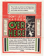 "DON'T LET IT HAPPEN OVER HERE" INTERNATIONAL CHEWING GUM COMPANY CARD WRAPPER.