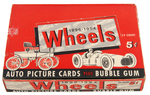 WORLD ON WHEELS TOPPS 5¢ GUM CARD DISPLAY BOX.