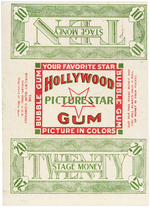 "HOLLYWOOD PICTURE STAR GUM" SHELBY GUM CARD WRAPPER.