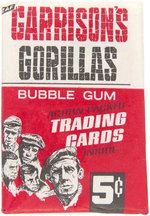 "GARRISON'S GORILLAS" LEAF GUM CARD SET, DISPLAY BOX & MORE.