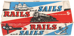 "RAILS AND SAILS" TOPPS 5¢ GUM CARD DISPLAY BOX.