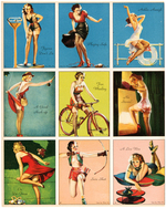 AMERICAN BEAUTIES GUM INC. UNCUT CARD SHEET FEATURING GIL ELVGREN PIN-UP ART.