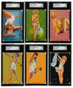 HOTCHA GIRLS MUTOSCOPE CARD NEAR SET W/SGC-GRADED EXAMPLES INCLUDING "GOLDEN HOURS."