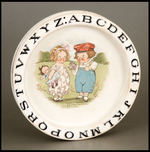 CAMPBELL KID-LIKE CHARACTERS BY CREATOR "G.G. DRAYTON" ON ABC BABY'S BOWL BY BUFFALO POTTERY.