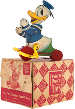 "TALKING DONALD DUCK" BOXED FISHER-PRICE PULL TOY.