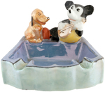 MICKEY MOUSE GLAZED CHINA ASHTRAY PAIR.