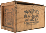 ROUGH RIDER BAKING POWDER CRATE WITH IMAGE OF ROOSEVELT ON HORSE BACK.