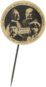 RARE 1916 REAL PHOTO STICKPIN SHOWING WWI LEADERS OF THE CENTRAL POWERS.