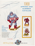 OHIO ART RETAILER'S CATALOG TRIO FEATURING RARE MARVEL COMICS FLYING TOYS.