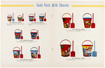 OHIO ART RETAILER CATALOG PAIR FEATURING DISNEY SAND PAILS & SHOVELS.