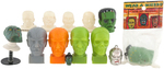 MONSTER HEADS NOVELTY LOT INCLUDING CEREAL PREMIUM SET.