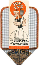 "POPEYE FLY SWATTER" WITH CUT-OUTS & RETAILER'S SALES SHEET.