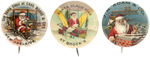 THREE SANTA BUTTONS SHOWING EARLY AIRSHIPS.