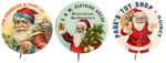 THREE SCARCE SANTA DESIGNS WITH RARE SPONSOR IMPRINTS.