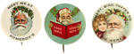 THREE COLORFUL SANTA BUTTONS C. 1915-1920.