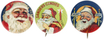 THREE BEAUTIFUL COLOR 1930s SANTAS INCLUDING A CANADIAN STORE AND CANDY MAKER.