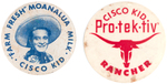 CISCO KID PAIR OF RARE 1950s BUTTONS FROM MILK AND SHOE COMPANIES.