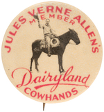 RARE FIRST SEEN BUTTON FOR THE ORIGINAL SINGING COWBOY OF THE 1920s.