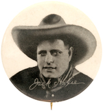 JACK HOXIE RARE 1930s PORTRAIT AND LIKELY WILD WEST SHOW SOUVENIR BUTTON.