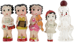 BETTY BOOP BISQUE GROUP & FIGURAL GLASS BOTTLE.