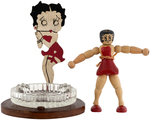 BETTY BOOP WOOD-JOINTED FIGURE & FOLK ART ASHTRAY.