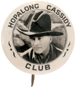 "HOPALONG CASSIDY CLUB" RARE AUSTRALIAN REAL PHOTO BUTTON.