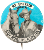 ROY ROGERS BUTTON WITH RARE SPONSOR IMPRINT.