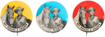 "ROY ROGERS & TRIGGER" AND "ROY ROGERS RIDERS" BUTTON TRIO.