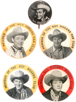 ROY ROGERS FIVE ENGLISH/AUSTRALIAN BUTTONS INCLUDING ONE QUITE EARLY.