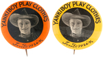 "TOM MIX/YANKIBOY PLAY CLOTHES" PAIR OF EARLY ENDORSEMENT BUTTONS.