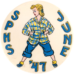 SOUTH PHILLY HIGH SCHOOL GOOD GIRL 1947 GRADUATING BUTTON.