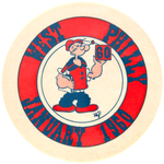 POPEYE FEATURED ON "WEST PHILLY JANUARY 1960" GRADUATION BUTTON.