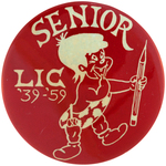 DISNEY CHARACTER PRIMITIVE PETE PICTURED ON "LIC" 1959 BUTTON.