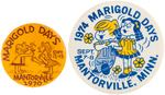 MINNESOTA PAIR OF "MARIGOLD DAYS" BUTTONS PICTURING COMIC CHARACTERS BC AND DENNIS THE MENACE.