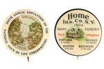 TWO OF THE EARLIEST AND BEST INSURANCE RELATED BUTTONS.