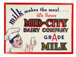 "MID-CITY DAIRY" CELLULOID-COVERED MILK SIGN.