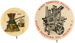 CORN AND TOMATO PROCESSING FARM EQUIPMENT  BUTTONS.