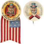 UNCLE SAM PAIR OF GRAPHIC JULY 4 BUTTONS SHOWING FIRECRACKERS.