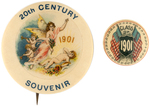 TURN OF THE CENTURY PAIR OF RARE 1901 BUTTONS.